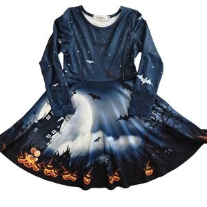 Halloween Dress Girls‎ Size L 5-6 Bats Moon Spooky Kids Costume Holiday Party
